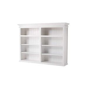 NovaSolo Furniture Halifax Mahogany Wood Bookcase 5 Doors 3 Drawers Classic White