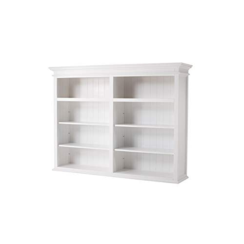 NovaSolo Furniture Halifax Mahogany Wood Bookcase 5 Doors 3 Drawers Classic White