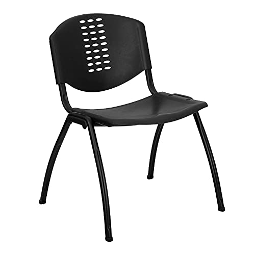 Flash Furniture 5 Pack HERCULES Series Black Plastic Stack Chair - 880 lb. Capacity