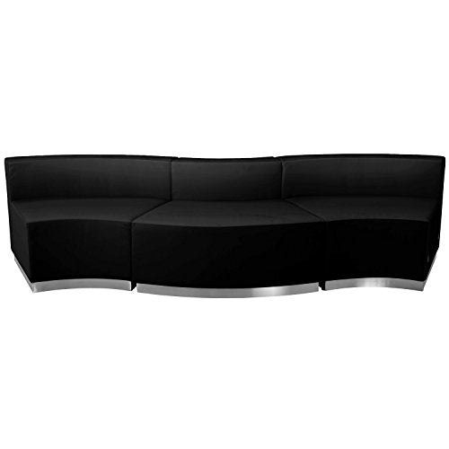 Flash Furniture HERCULES Alon Series Black Leather Reception Configuration, 3 Pieces