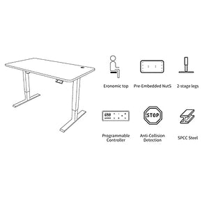 MAIDeSITe Electric Height Adjustable Standing Desk with 4 Memory Controller, 48X24 Inch Sit to Stand Desk for Home Office Rising Desk,Stand up Desk with The Whole Piece Board