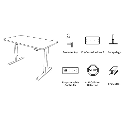 MAIDeSITe Electric Height Adjustable Standing Desk with 4 Memory Controller, 48X24 Inch Sit to Stand Desk for Home Office Rising Desk,Stand up Desk with The Whole Piece Board