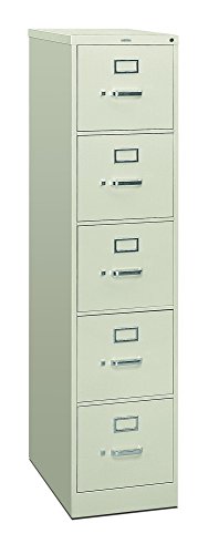 HON 310 Series Vertical File Cabinet, 5-Drawer, Light Gray, 15" x 26.5" x 60