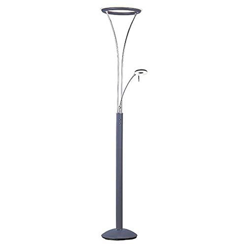 ET2 E41050-PLPC Eco-Task LED Floor Lamp, Platinum / Polished Chrome Finish, Glass, PCB LED Bulb, 18W Max., Damp Safety Rated, 3000K Color Temp., Standard Triac/Lutron or Leviton Dimmable, Fabric Shade Material, 4500 Rated Lumens