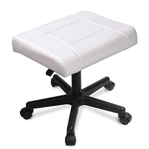 None Footrest with Wheels, Height Adjustable 360° Rolling Leg Rest - White