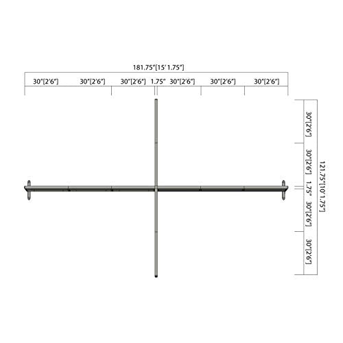 GOF Freestanding X-Shaped Office Partition - Large Fabric Room Divider Panel - 120"D x 180"W x 48"H