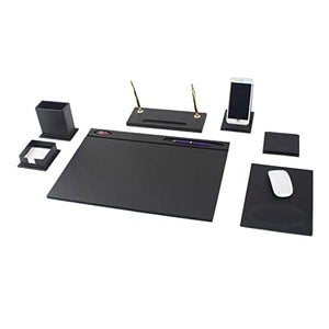 GYZCZX Leather 8 Pieces Desk Set Desk Organizer Office Accessories Desk Accessories Office Supplies Office