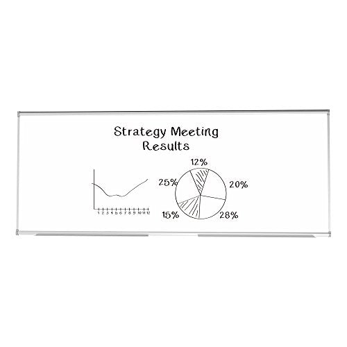 Learniture Porcelain Steel Magnetic Dry Erase Board/Whiteboard w/Aluminum Frame & Map Rail (10' W x4' L)