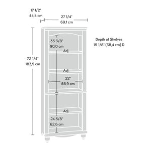 Sauder Harbor View Library/Book Shelf, Antiqued White Finish, 27.21" x 17.48" x 72.24