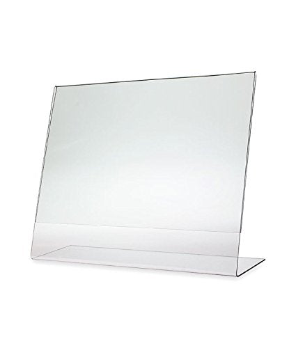 Source One 11 x 8 1/2 Slant Back Clear Acrylic Sign Holder Premium Landscape Ad Frame (48 Pack)