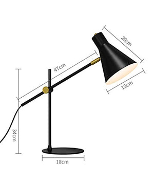 None Metal Desk Lamp, Eye-Caring Table Lamp with Flexible Goose Neck (Black)