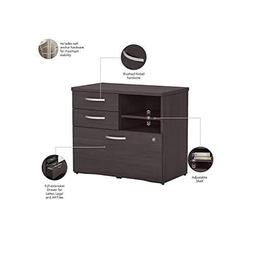 Bush Business Furniture Studio C Office Storage Cabinet with Drawers and Shelves, Storm Gray (SCF130SGSU)