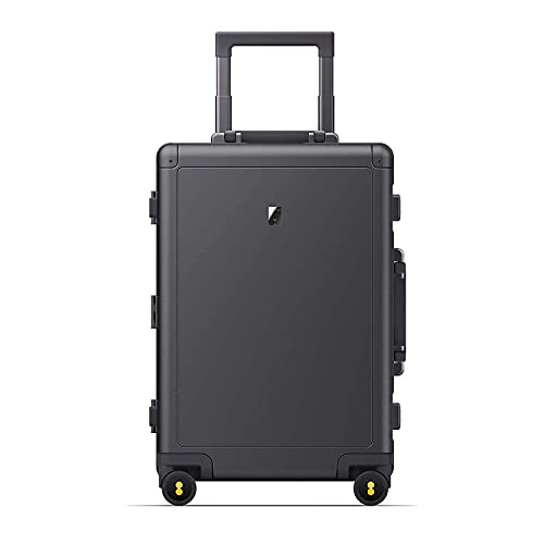 LEVEL8 Gibraltar 20" Aluminum Carry-On Luggage with Laptop Backpack - Dark Grey