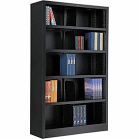 All Steel Bookcase 36" W x 12" D x 60" H Black 5 Openings