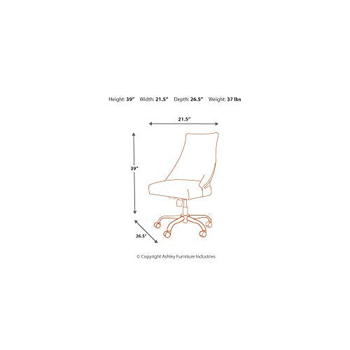 Ashley Furniture Signature Design - Adjustable Swivel Office Chair - Manual Tilt - Casual - Linen - Nailhead Trim