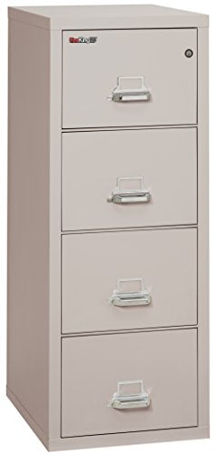 FireKing Fireproof Vertical File Cabinet (4 Legal Sized Drawers, Impact & Water Resistant) - 52.25" H x 20.81" W x 25.06" D, Platinum