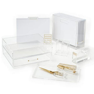 russell + hazel Acrylic Trademark Bundle, Office Organizers and Supplies, with Wide Bloc Tray, Pencil Bloc and More