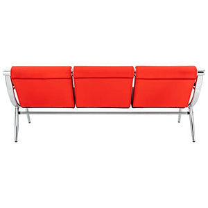 Hanmorfarbi Office Reception Sofa Set - 5-Seat Red PU Chair for Waiting Rooms, Lobbies, and Offices