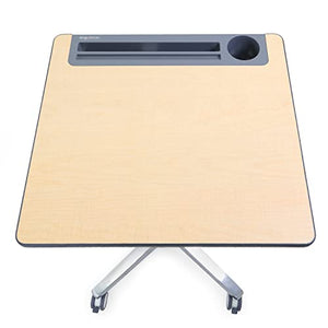 Ergotron Mobile Standing Desk - Adjustable Height Small Rolling Laptop Computer Sit Stand Desk - Maple