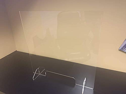 Plexiglass Sneeze Guard - 32"w x 24"h Protective Freestanding Shield Guards Against Sneezing and Coughing/ 1/8" Thk (11.75"w X 2.5"h Cutout) (32x24 (10-Pack))