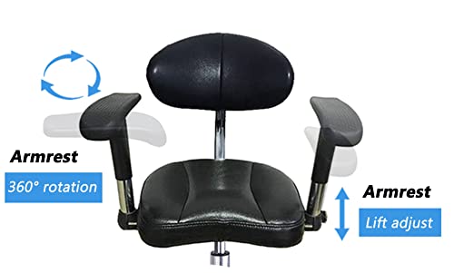 GUNEL Dental Assistant Chair with 360° Rotation and Double Armrest (Size: C with Foot Rest)