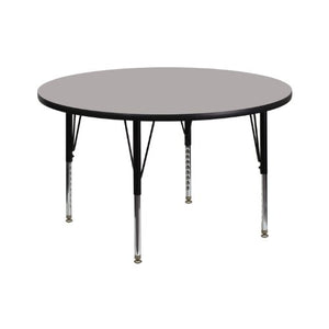 Flash Furniture 42'' Round Grey HP Laminate Activity Table - Height Adjustable Short Legs