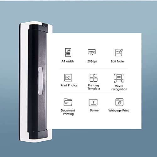 vretti A4 Wireless Bluetooth USB Portable Printer Compatible with Android and iOS Phone Support 8.5×11 Inches Thermal Paper for Outdoors Home Office Travel Students and Cars Printing