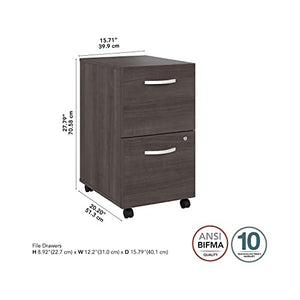 Bush Business Furniture Hybrid 2-Drawer Mobile File Cabinet, Storm Gray, 20-inch
