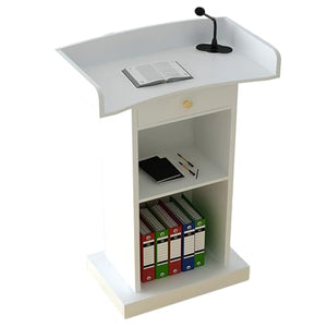 SePkus Floor Standing Lectern Podium for Office, Schools, Churches - White