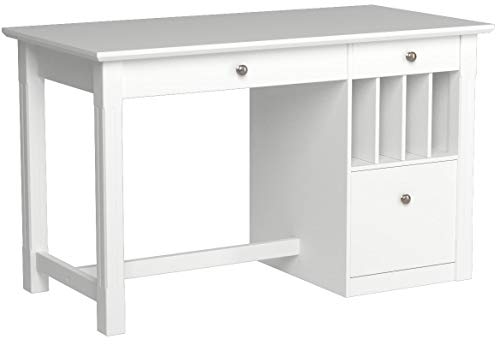 Walker Edison Modern Wood Computer Writing Desk Storage File Drawer Office, 48 Inch, White