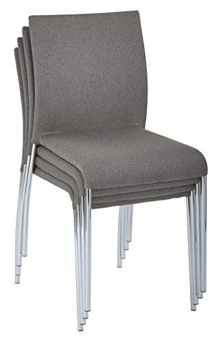 OSP Home Furnishings Conway Upholstered Stacking Chair 4-Pack Smoke Chrome Legs