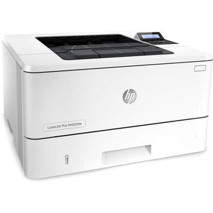 HP Laserjet Pro M402dw Monochrome Laser Printer (C5F95A) with Power Strip Surge Protector and Electronics Basket Microfiber Cleaning Cloth