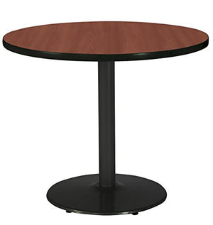 KFI Seating Round Black Base Pedestal Table with Top, Mahogany, 42"