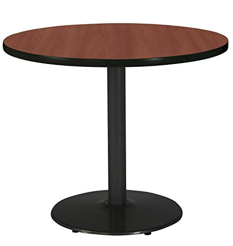 KFI Seating Round Black Base Pedestal Table with Top, Mahogany, 42"