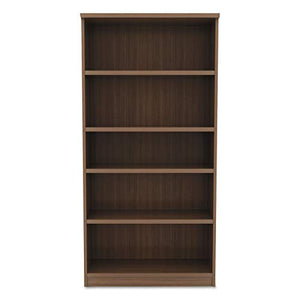 Alera VA636632WA Alera Valencia Series Bookcase, Five-Shelf, 31 3/4w x 14d x 65h, Modern Walnut