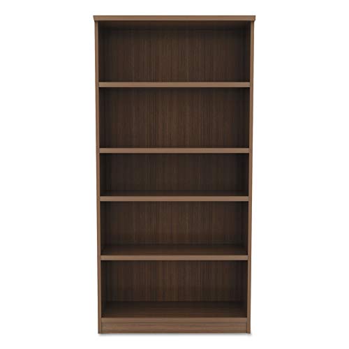 Alera VA636632WA Alera Valencia Series Bookcase, Five-Shelf, 31 3/4w x 14d x 65h, Modern Walnut