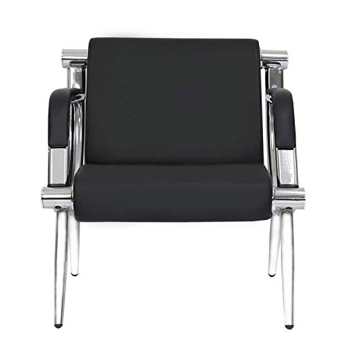 Worldrich Office Reception Chairs Waiting Room Chairs for Salon Barber Bench Airport Bank Hall Visitor Guest Black PU Leather 1 Seat Sofa