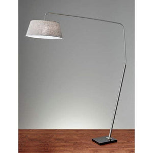 Adesso 5412-22 Ludlow 85" Arc Lamp, Satin Steel, Smart Outlet Compatible