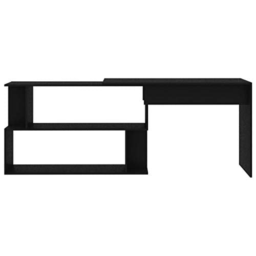 vidaXL Computer Desk, Corner Desk, Simple Style Desk,Workstation Office Desk Writing,Office Study Workstation with Shelves for Home Office, Space-Saving, Easy to Assemble, 78.7"x19.7"x29.9" Chipboard