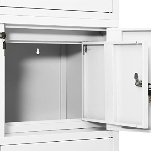QZZCED Office Cabinet Lockable Doors White Steel 35.4"x15.7"x70.9
