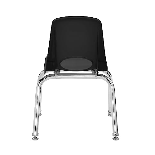 Factory Direct Partners School Stack Chair 12" with Chromed Steel Legs, Nylon Swivel Glides - Black (6-Pack)