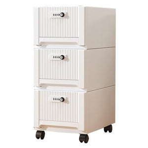 Nieke 3 Drawer Mobile Rolling White with Lock, Under Desk Storage Drawers - Home Office Storage Cart