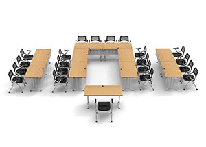 Team Tables 21 Person Training Meeting Seminar Classroom Model 7437 Beech Folding Table Set