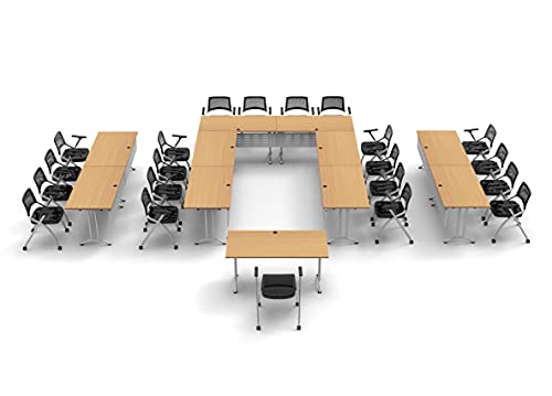Team Tables 21 Person Training Meeting Seminar Classroom Model 7437 Beech Folding Table Set