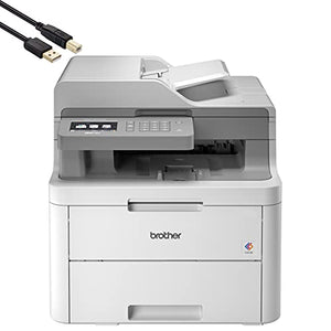 Brother MFC-L3710CWA All-in-One Wireless Digital LED Color Laser Printer - Print Copy Scan Fax - 19 ppm, 600 x 2400 dpi, 3.7" LCD Touchscreen, 8.5 x 14, 50-Sheet ADF, 250-sheet - BROAGE Printer Cable
