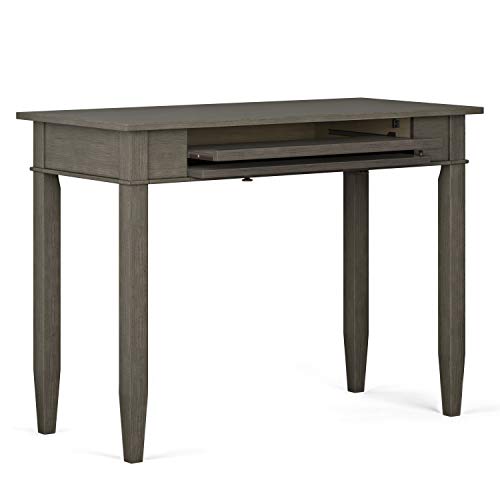 SIMPLIHOME Carlton SOLID WOOD Contemporary Modern 42 inch Wide Home Office Desk, Writing Table, Workstation, Study Table Furniture in Farmhouse Grey with 1 Drawer