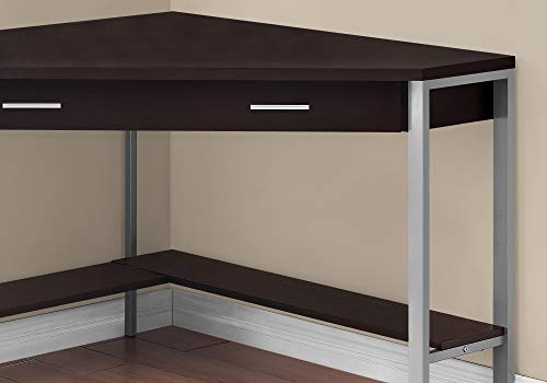 Monarch Specialties Corner Desk with Storage and Shelf Laptop PC Study Table-Workstation for Home Office, 42" L, Cappuccino
