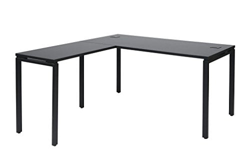 Office Star Prado Complete L-Shaped Desk With Laminate Top and Metal Legs, Black