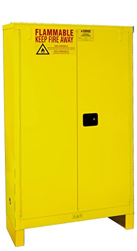 Durham 1045ML-50 Flammable Safety Cabinet with 2 Manual Door and Legs, 43" x 18" x 71", 45 gal Capacity, Yellow