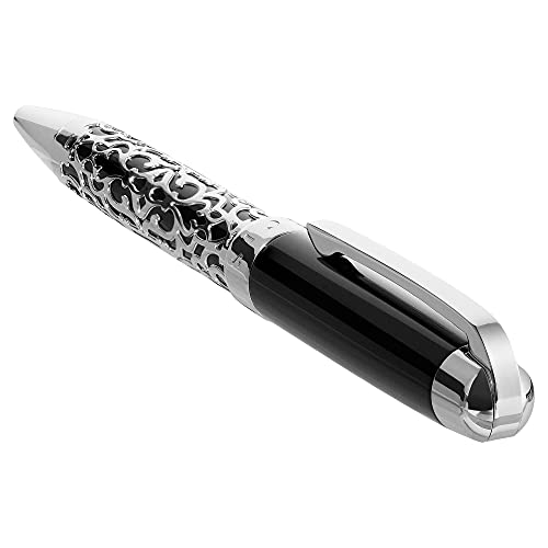 Antilles Ballpoint Pen, Black with Silver Filigree - Luxurious Journaling Pens with Clip for Writing, Note Taking - High-End, No Bleed Pens - Premium Writing Supplies and Luxury Pens